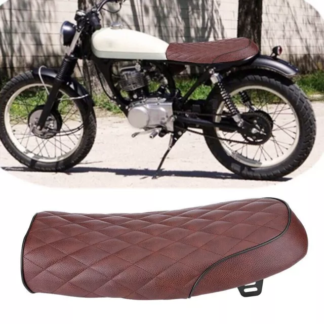 Motorcycle PU Leather Vintage Cafe Racer Seat Flat Saddle Cushion for Honda CG12