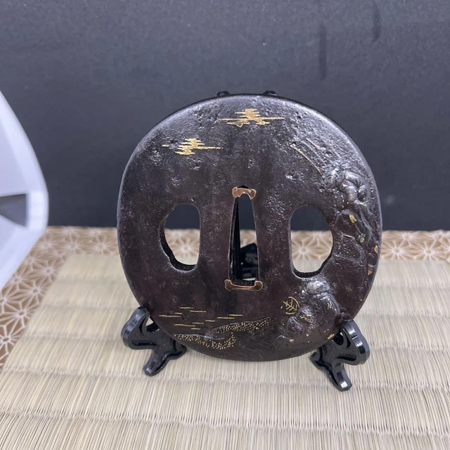 Antique TSUBA Katana Japanese Samurai Sword Guard Parts Koshirae #837