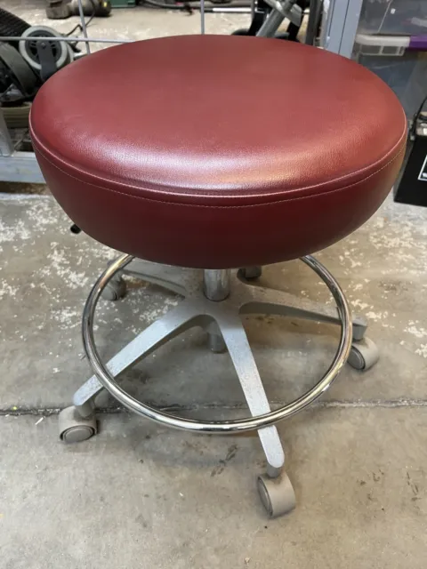 Dental Assistant Stool Chair Adjustable 16.5” - Red Burgundy Vinyl