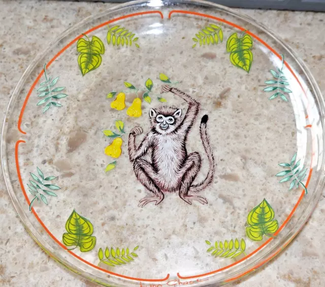 Vintage & Rare Lynn Chase Monkey Business Glass Dessert Salad Plate 8 1/4in 3