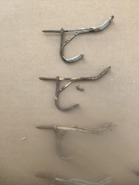 Vintage ~ WIRE HOOKS ~ Steel ~  Screw In ~  Lot Of 17 Coat/Hat 2