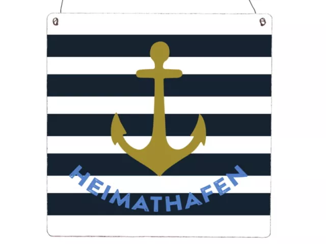 XL Holzschild HEIMATHAFEN Maritim Meer See Geschenk Dekoschild Türschild Blau