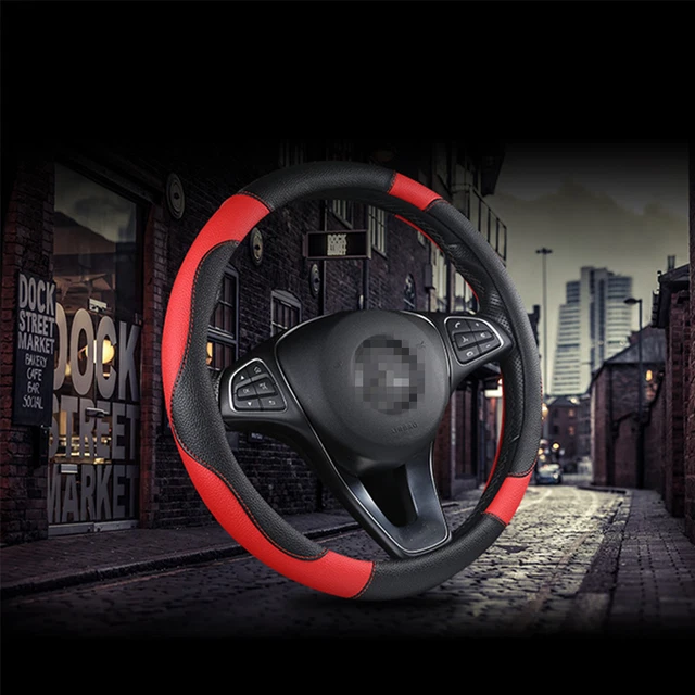 38cm/15" Car Sports Steering Wheel Cover Protector Black/Red Accessories