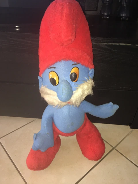 Grande Giant Puffo Smurf  Vintage Anni 80 in Panno Original Pejo Anni 80 70CM