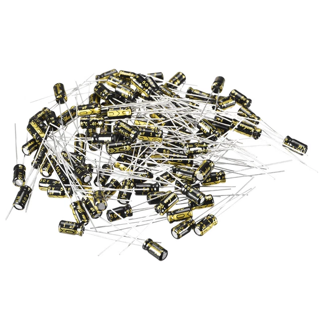 Radial Condensateur électrolytique 1uF 50V 105°C Vie 2000H 4x7mm noir 100pc
