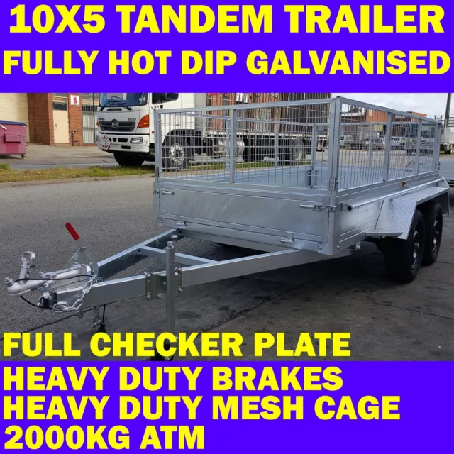 10x5 galvanised tandem trailer with mesh cage