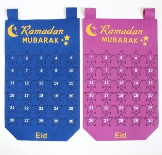 Ramadan Eid Mubarak Kalender Filz blau lila Countdown Muslim Hängende Dekoration