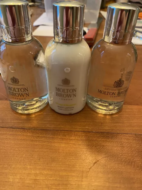Gel y loción de baño y ducha marrón Molton - conjunto de 3,3 oz naranja y bergamota