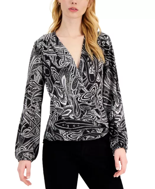 MSRP $70 Inc International Concepts Women Surplice Blouse Size XS