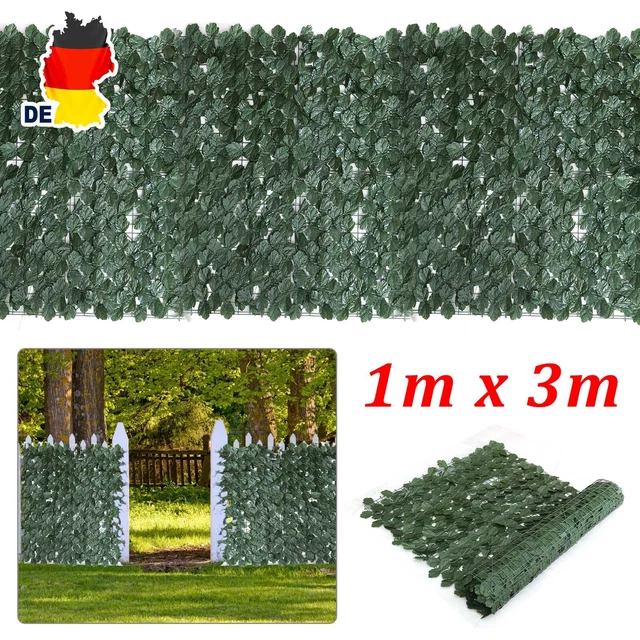 1x3M Sichtschutzhecke Windschutz Efeu Sichtschutz Balkonverkleidung Blätterzaun