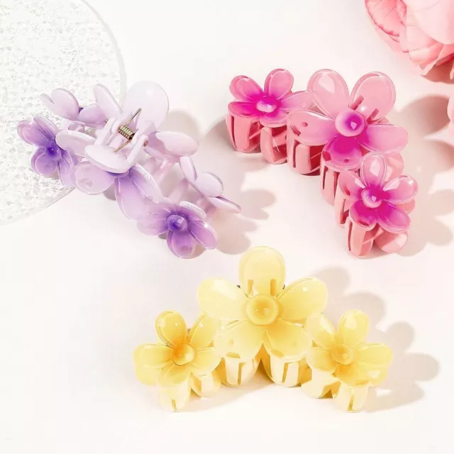 Korean Colorful Flower Hair Claw Clip Gradient Color Large Shark Clip Hair Clip'