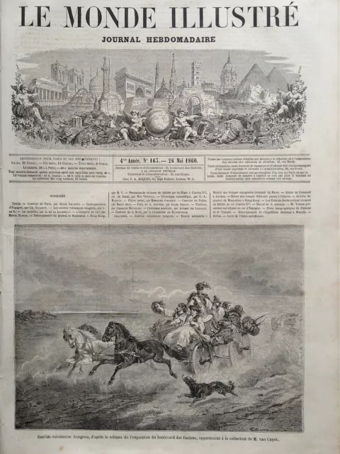 LE MONDE ILLUSTRE 1860 N 163 LES ENRÔLES VOLONTAIRES HONGROIS, gravure de LINTON