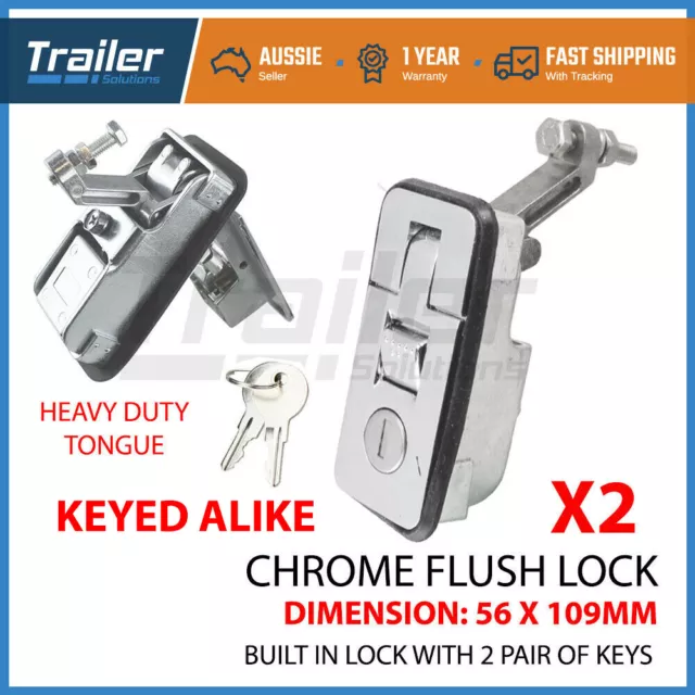 x2 Large Chrome Compression Lock, Push Latch, Tool Box, Canopy Pop Up RV Trailer