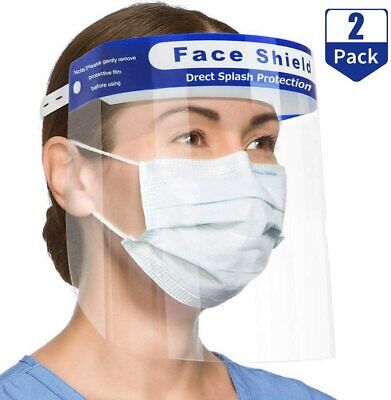2pc Safety Full Face Shield Reusable Washable Protection Cover Mask Anti-Splash