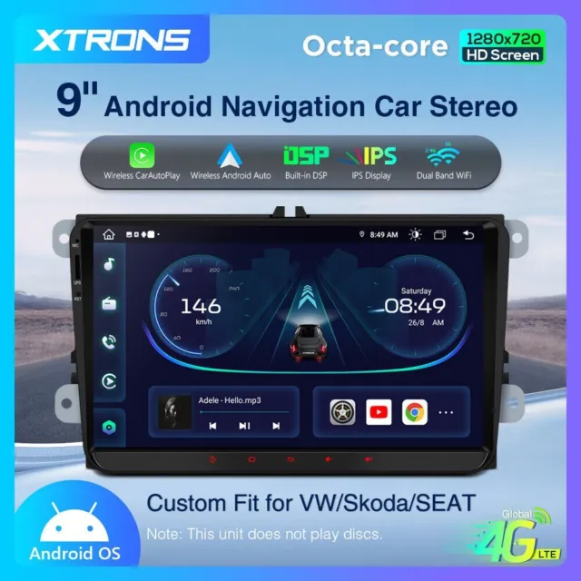 XTRONS IE92MTVL Autoradio Golf Passat Pole Tiguan GPS Android 12 Carplay Wifi 4G
