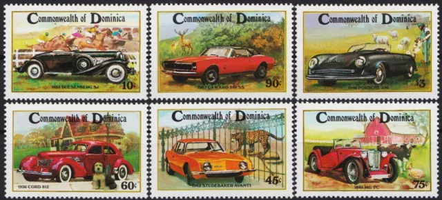 Dominica 1983 Vintage Cars Automobiles Porsche Camaro Duesenberg Motoring MNH