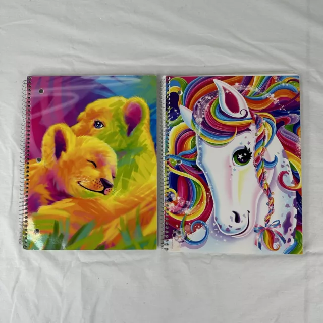 (2) LISA FRANK Spiral Notebooks Vtg Unused Clean Unicorn Lion & Cub Themebook