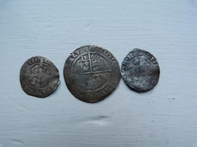 1566 ELIZABETH 1st COIN plus 2 other hammered coins