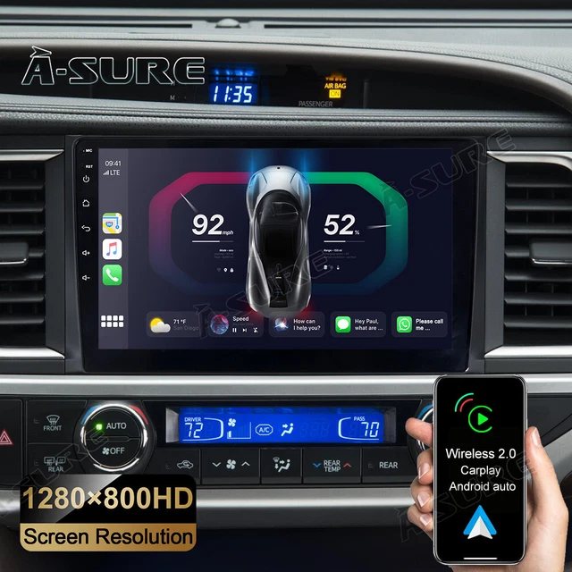 10” FOR TOYOTA Highlander 2014-2019 CarPlay Android 13 Car Stereo Radio GPS BT