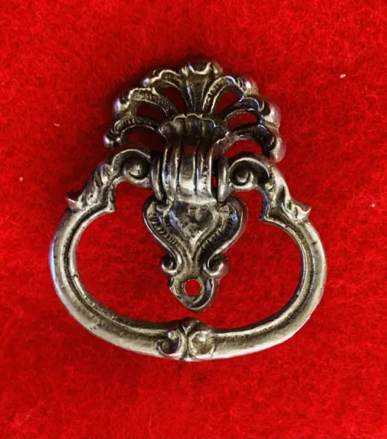 Silver Nickel Victorian Antique Hardware French Provincial Drop Ring drawer pull