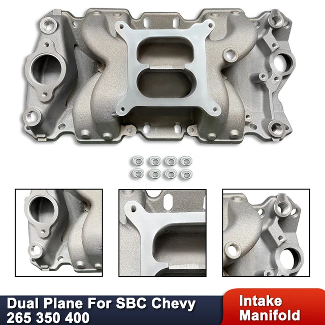 A-Premium Aluminum Dual Plane Intake Manifold For Chevy 350 Small Block (1955-1995) – 4-Barrel Square Bore, Idle-5500 RPM