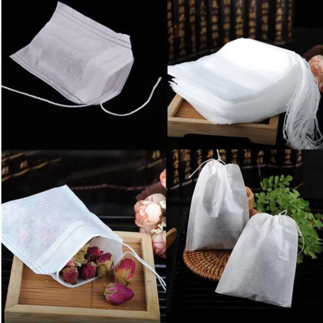 100 bolsas de cordón no tejidas para polvo y especias hierba de té (55*7 cm)