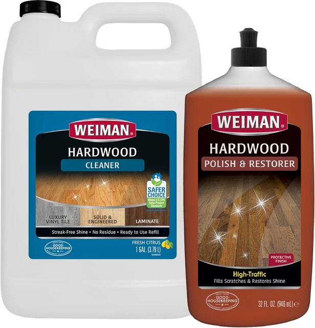 Weiman Hardwood Floor Cleaner and Polish - 128 Ounce Cleaner and 32 Ounce Polish