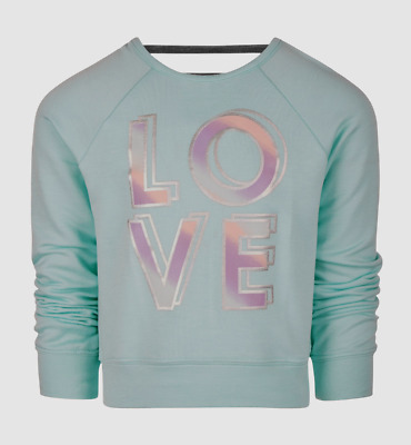 $32 Ideology Kid's Girl's Blue Love Graphic Long Sleeve Sweatshirt Size 6X