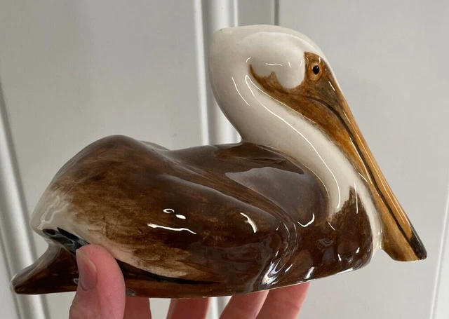 Vintage Hand Painted Ceramic Pelican Figure Decor Collectible The Townsends