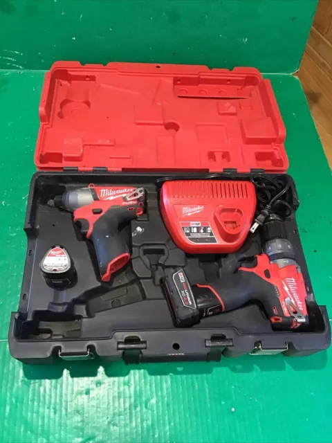 Milwaukee M12 Fuel 12v 1/2" 2404-20 Hammer/Drill Driver & 1/4" Hex Impact 2453