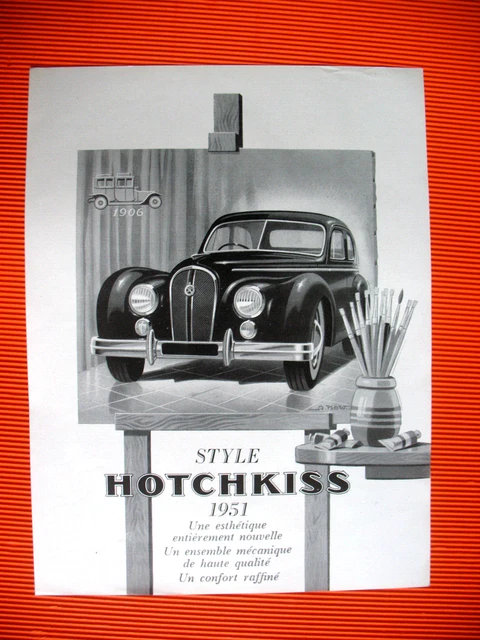 Publicite De Presse Hotchkiss Automobile Esthetique Nouvelle French Ad 1950