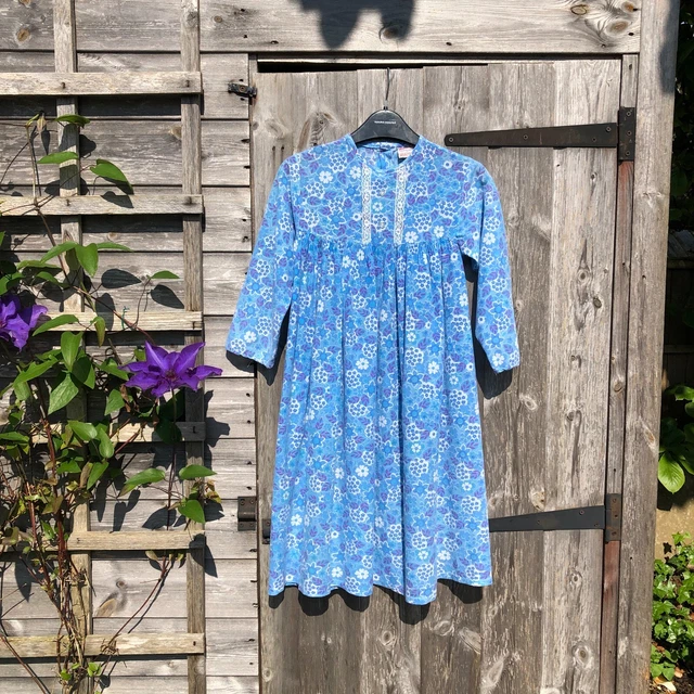 Abito da notte vintage per bambini bambine blu floreale anni 60/70 età 7