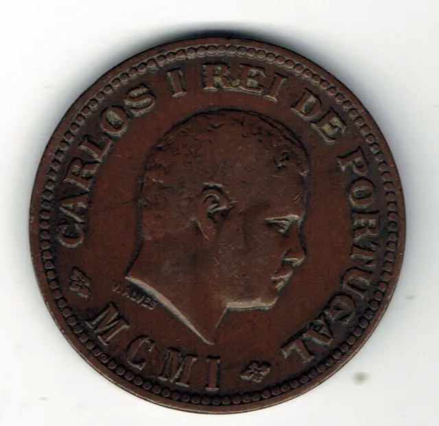 1901 Portuguese India 1/4 Tanga coin
