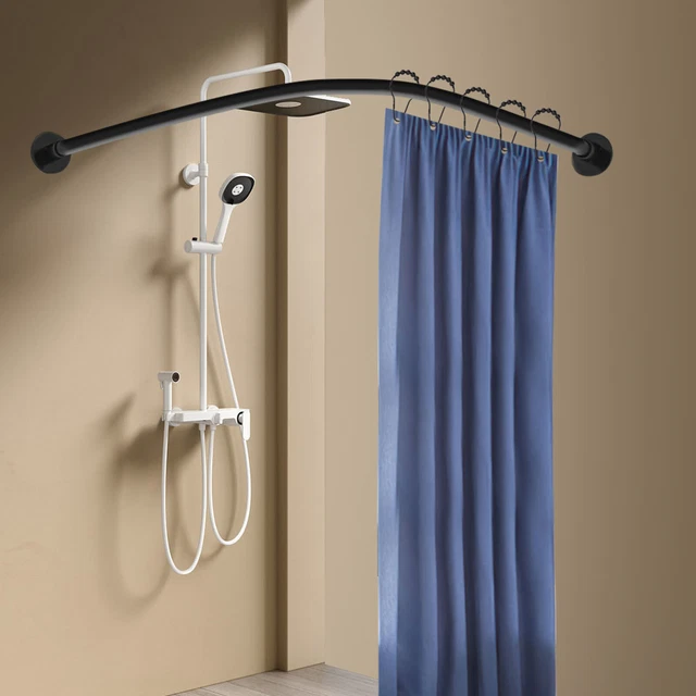 SHOWER CURTAIN RAIL L Shape No Drilling Shower Rail Corner Telescopic