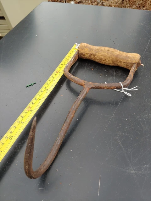 ANTIQUE 1800's FORGED WROUGHT IRON HAY HOOK FARM TOOL meat hook