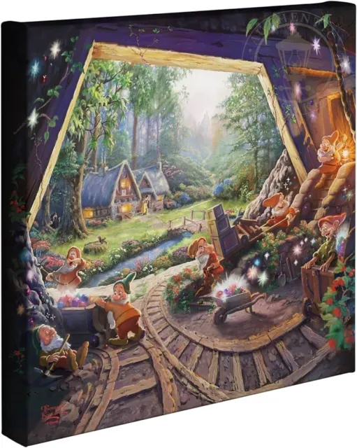 Thomas Kinkade Studios Snow White and the Seven Dwarves 14 x 14 Canvas Wrap