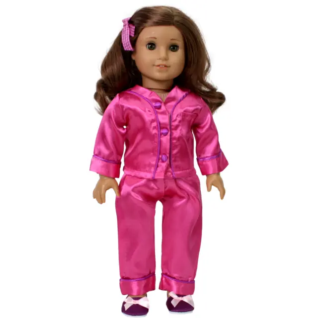 Rebecca's Satin Pajamas with Slippers 18" Doll Clothes for American Girl Dolls