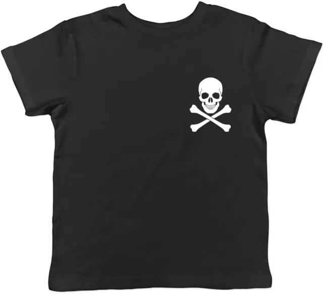 Skull and Crossbones Pocket Design Gothic Childrens Kids Boys Girls Tee T-shirt