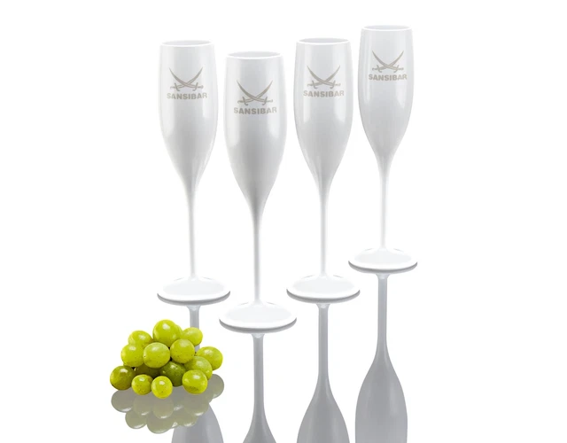 Zopeal Champagnergläser Aus Kunststoff 50 Stück: 142 Ml, Mit Schwarzem Rand, Stapelbar & Wiederverwendbar