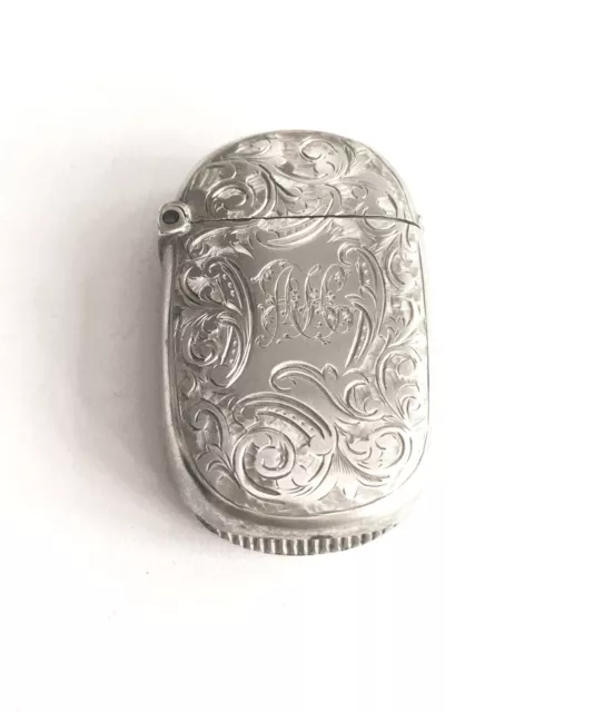 Victorian Attractive Solid Silver Vesta Case - Thomas Hayes 1894 - VGC