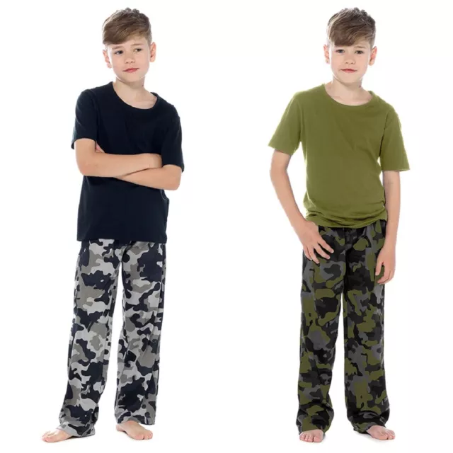 Enfants Garçons Camouflage Imprimé 100% Coton Jersey Pyjama Ensemble