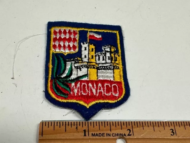 VINTAGE Embroidered Felt MONACO Prince's Palace Patch Travel Souvenir