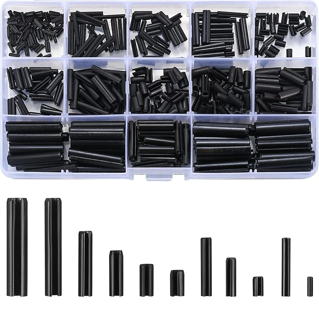 460 pz set assortimento perni a rulli a molla assortiti, slot, spli in acciaio