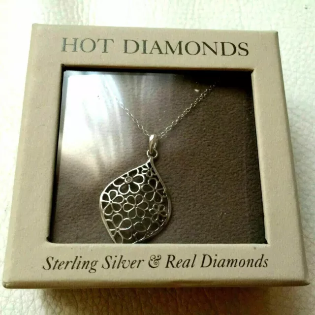 COLLIER NEUF dans boîte HOT DIAMONDS certificat diamant argent sterling silver