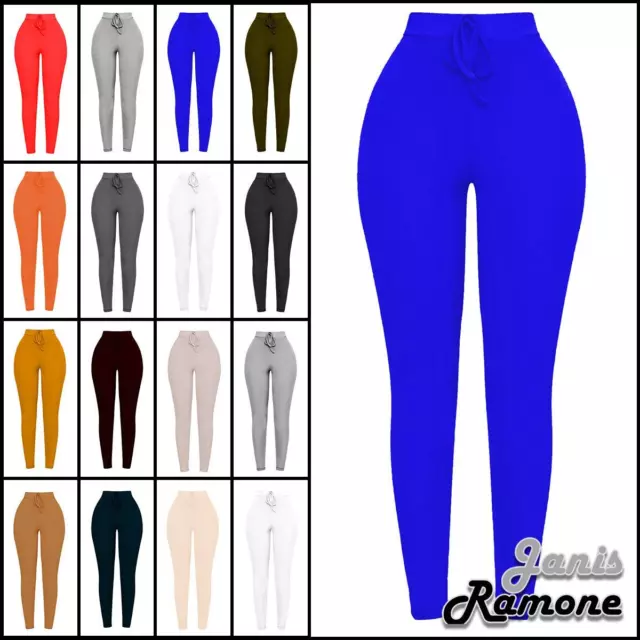 Women High Waist Seamless Ribbed Thick Leggings Ladies Stretchy Jogging  Bottoms