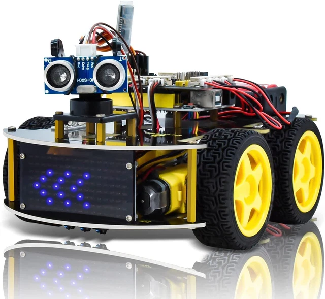 TUDIO Smart Car Robot,4Wd Programmable DIY Starter Kit for Arduino for Uno R3,El