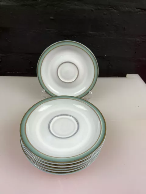 6 x Denby Regency Green Replacement Saucers For Tea Cups 15.5cm Wide Last Set