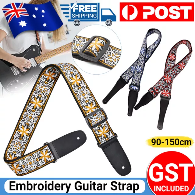Embroidery Guitar Strap Cotton Weave Strap for Acoustic/Electric/Bass Guitar NEW