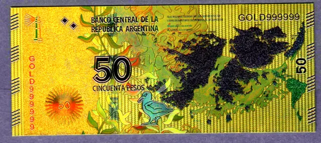 ★★ Argentine : Billet Polymer  " Or " 50 Pesos 2015 ★★ F