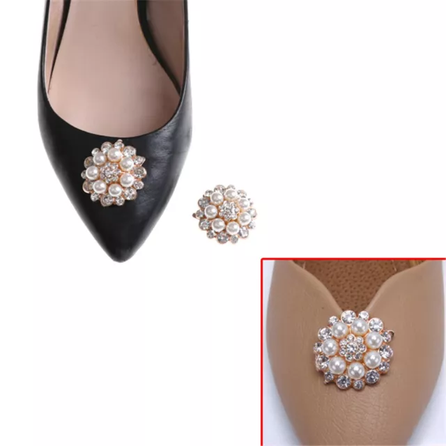 1PC Shoe Clips Faux Pearl Rhinestones Metal Bridal Prom Shoes Buckle Decorati ❤